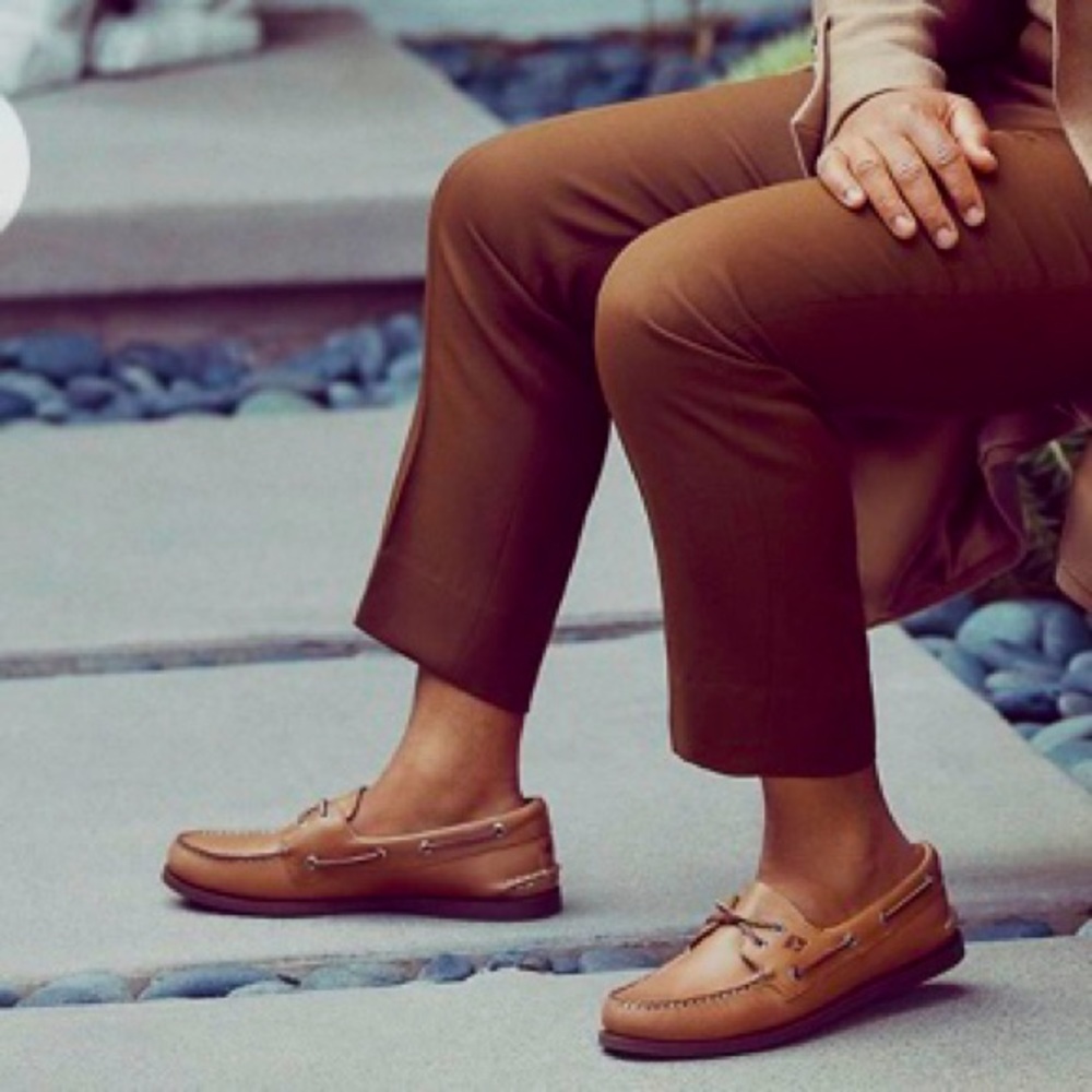 Men’s Authentic Leather Boat Shoe, Sahara Leather